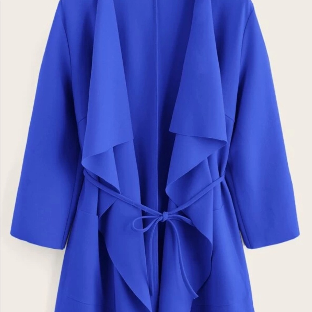 Draped Collar Self Belted Solid Coat